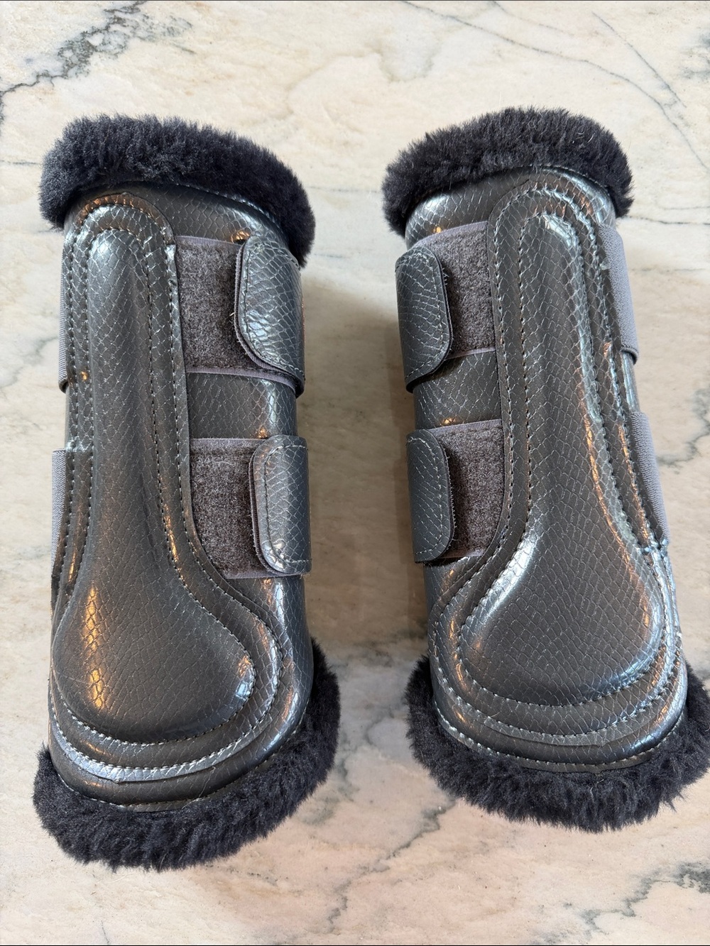 Equestrian Stockholm Fleece Lined Dark Grey Brushing Boots - Medium - Picture 4 of 12